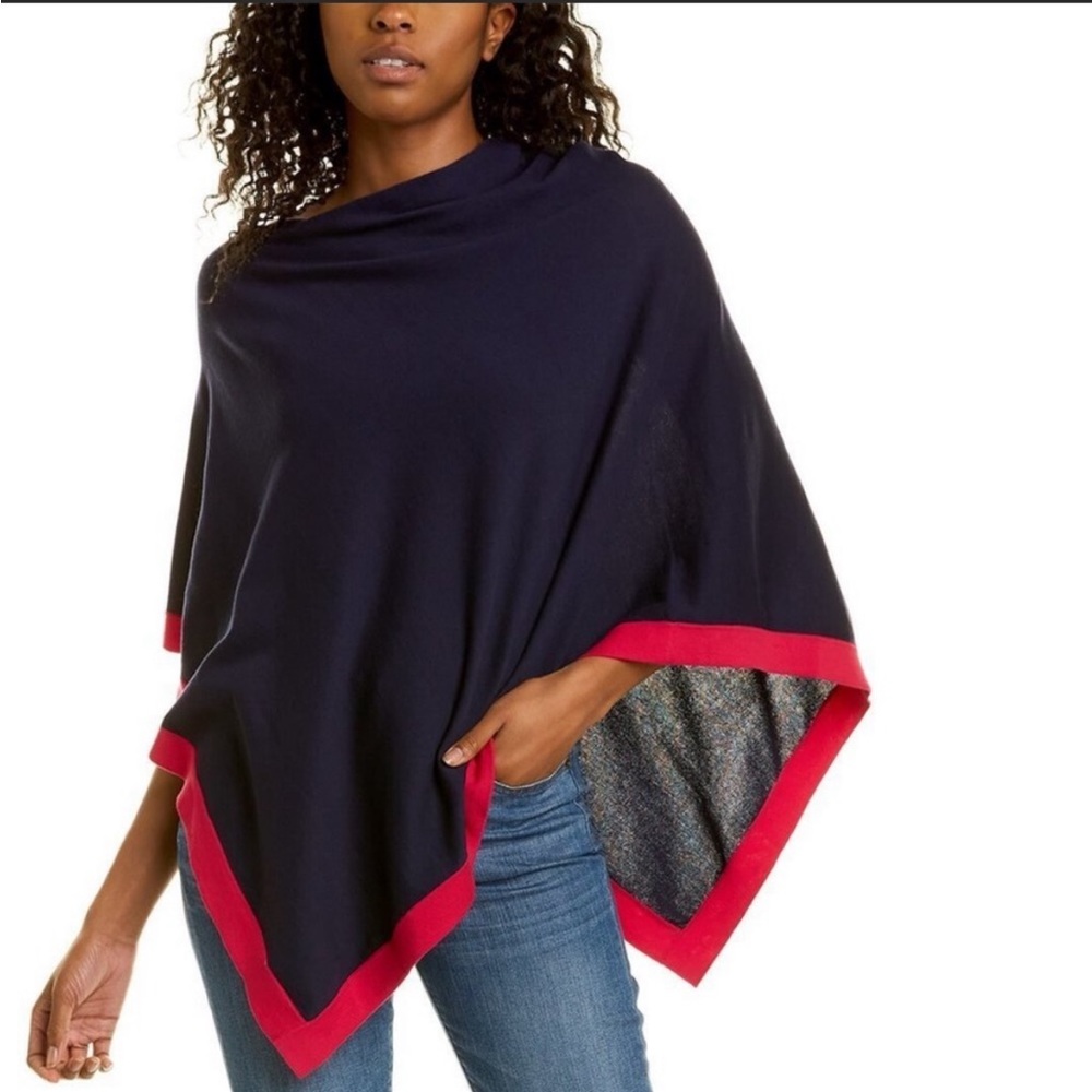 New Jude Connolly Carolyn Navy/berry popover poncho/cape/shawl